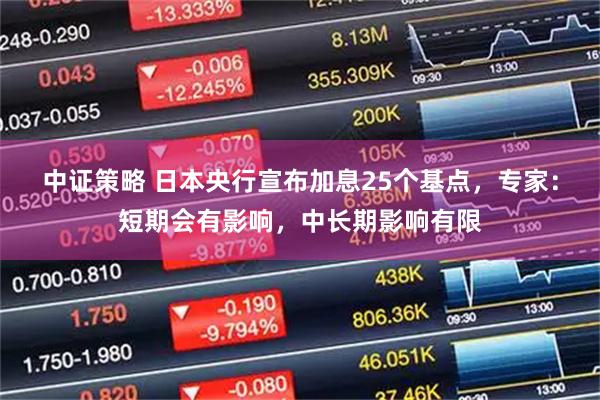 中证策略 日本央行宣布加息25个基点，专家：短期会有影响，中长期影响有限